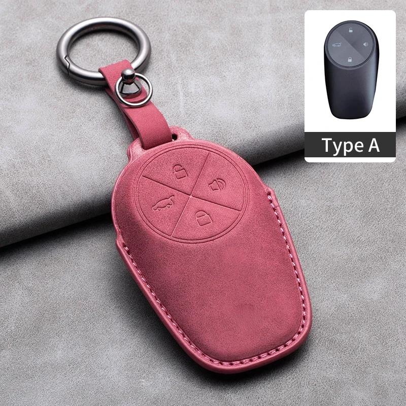 For Nio Et7 Et5 For Weilai Nio Ec6 Et7 Es6 Es8 Leather Car Remote Key Case Cover Protector Keychain