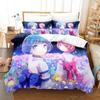 New Re Zero Rem Ram Bedding Set 3d Print Kawaii Cartoon Anime Three-piece Set Adult Kid Bedroom Duvet Cover Sets Home Textiles