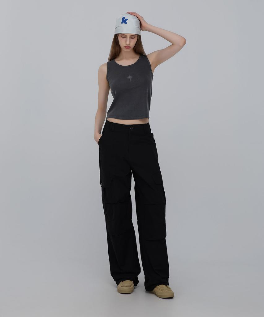 CHICKS Koi Pigment Tank Top Charcoal