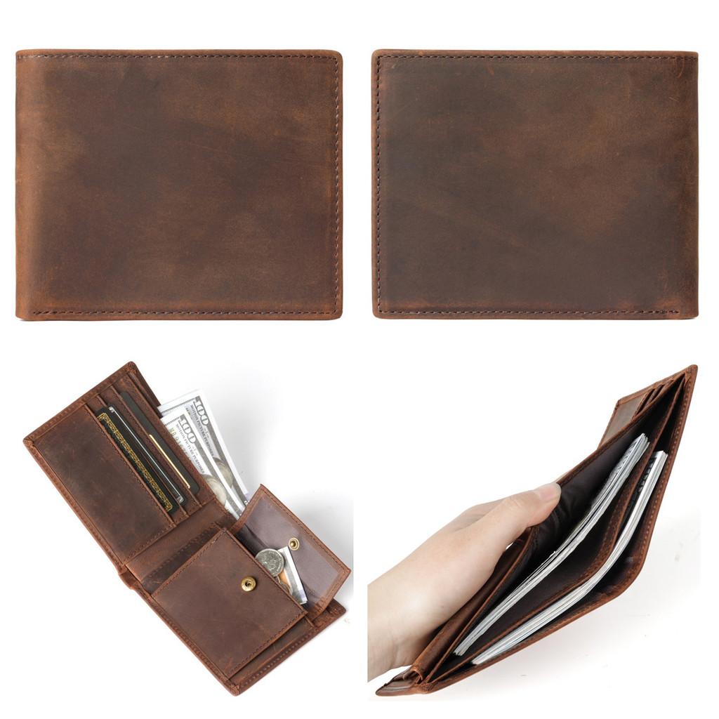 

Мужской винтажный тонкий кошелек-бифолд из кожи коровьей выделки полного зерна с зажимом для денег и монетницей, противокражный кошелек для ежедневного использования