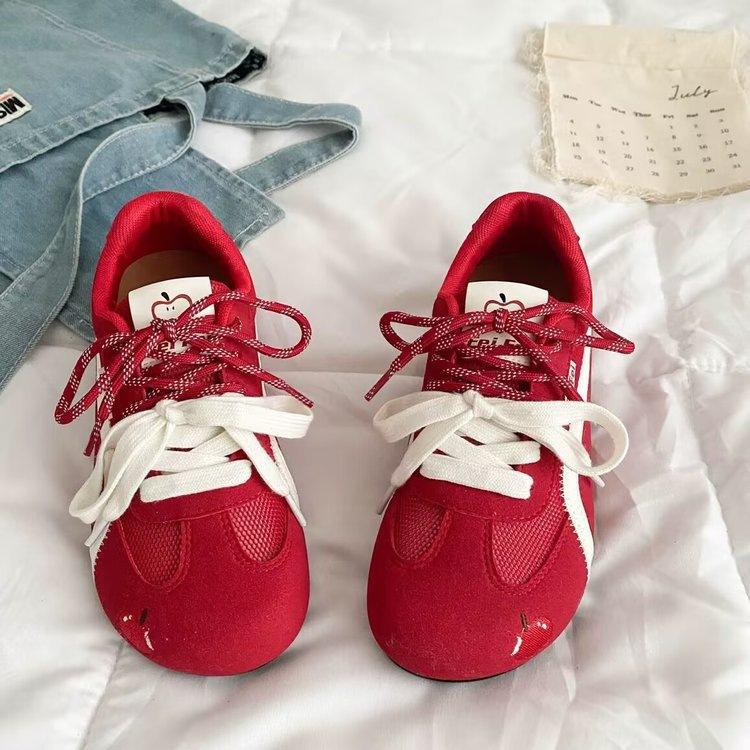 Casual moral training shoes women's ins tide 2025 new autumn big head bread shoes versatile board shoes women's mesh shoes breathable