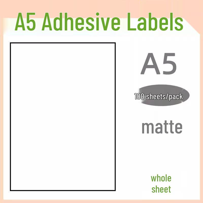 A4 Sticker Printing Paper with Pre-Cut Adhesive Labels, 100 Sheets/Pack