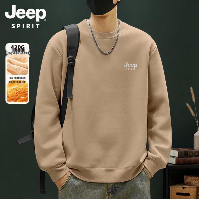 JEEP SPIRIT Men's Fleece-Lined Crew Neck Sweatshirt
