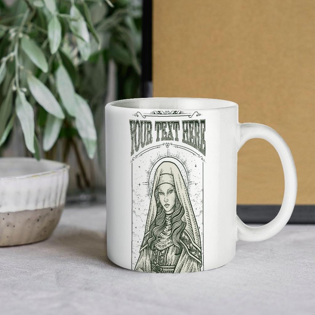 11oz Weiße Keramiktasse mit glatter bedruckter Oberfläche, stilvollem glänzendem Aussehen und hitzebeständiger Konstruktion für tägliche Bürogetränke