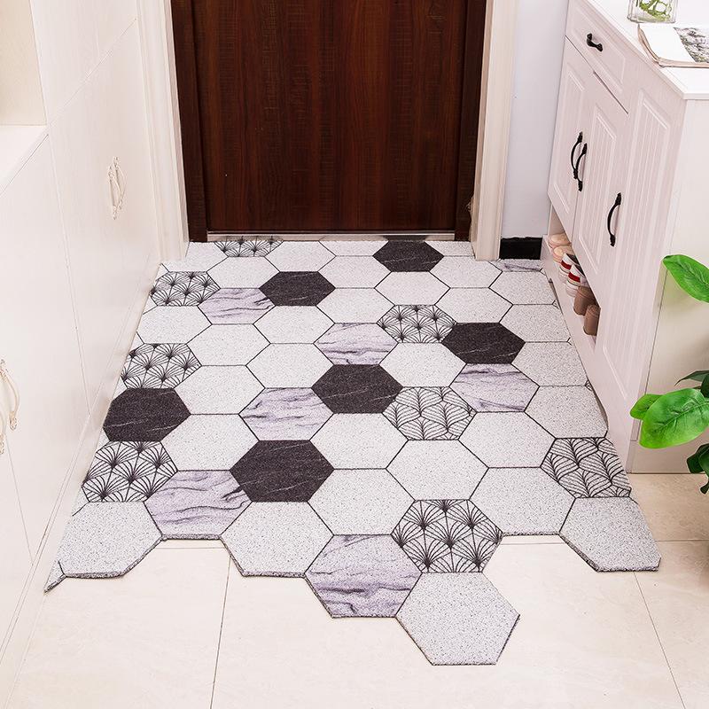 

Custom Irregular Shape Kitchen Mat, Nordic Minimalist Rug, Anti-slip, PVC Silk Loop Door Mat, Entrance Rubbing, Dust Carpet 50X80CM