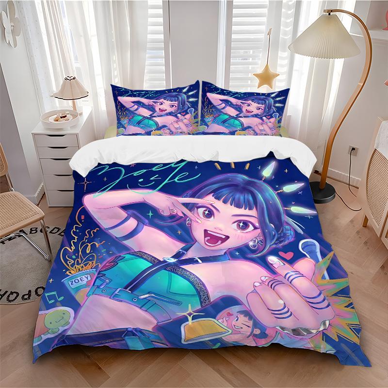 

3pcs bedding set KPop Demon Hunters Zoey Includes 1 Comforter + 2 Pillowcases, Without Pillow Inserts, Soft Comfortable,a0909168 135x200cm