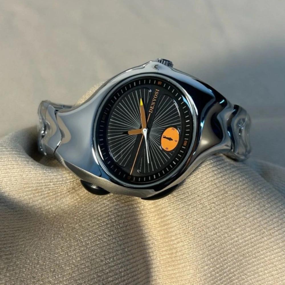 Personalize Twisted case Design Unique Quartz Watch Men Dpecial Blade Red High Quality Creative Medieval Old Steel Men Clock