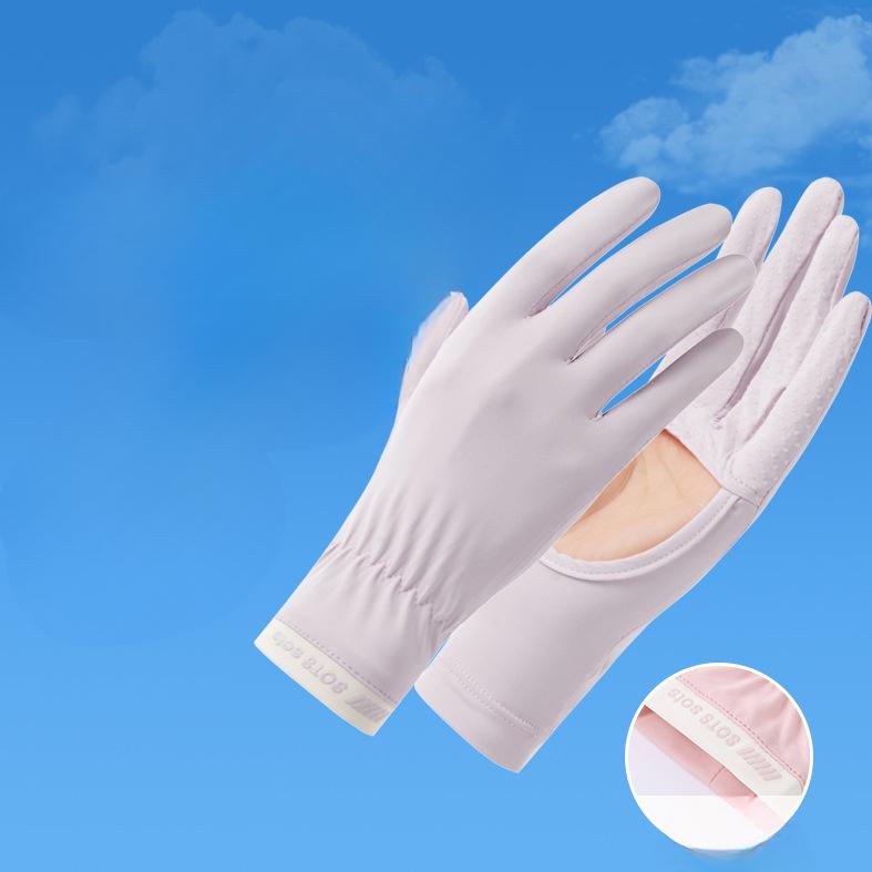 Sun Protection Gloves for Women's UV Proof Outdoor Anti Slip Summer Thin Style Driving and Riding Hollow Touch Screen Ice Silk Gloves
