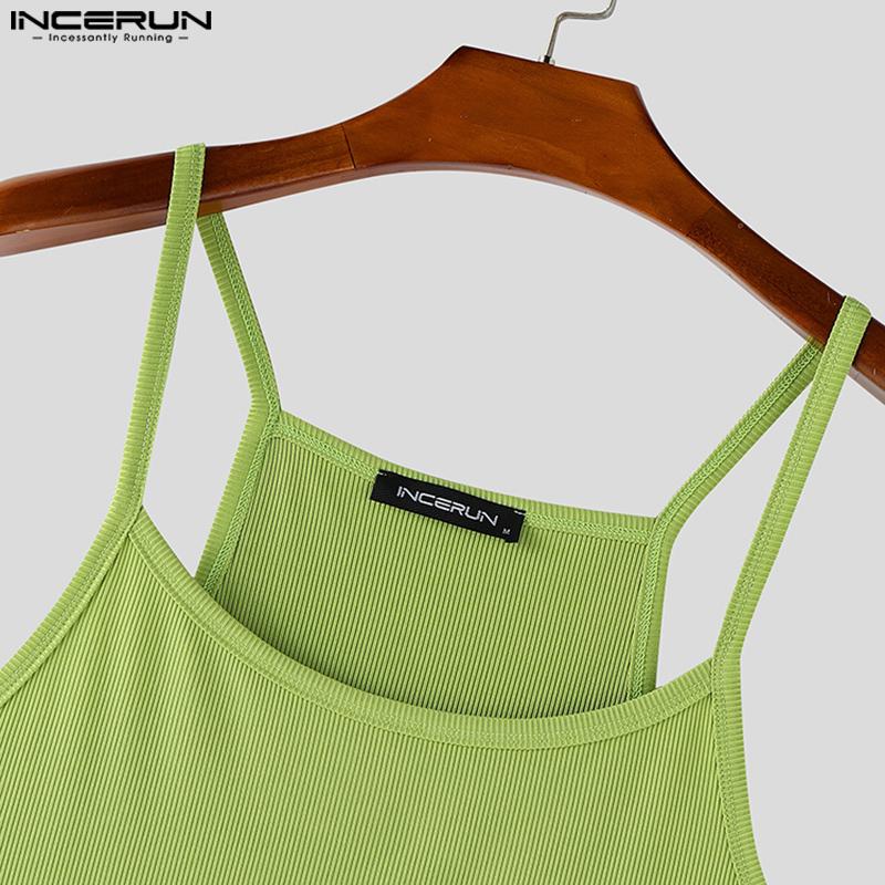 INCERUN Men Strap Sleeveless Rib Tank Tops Undershirts Camisole