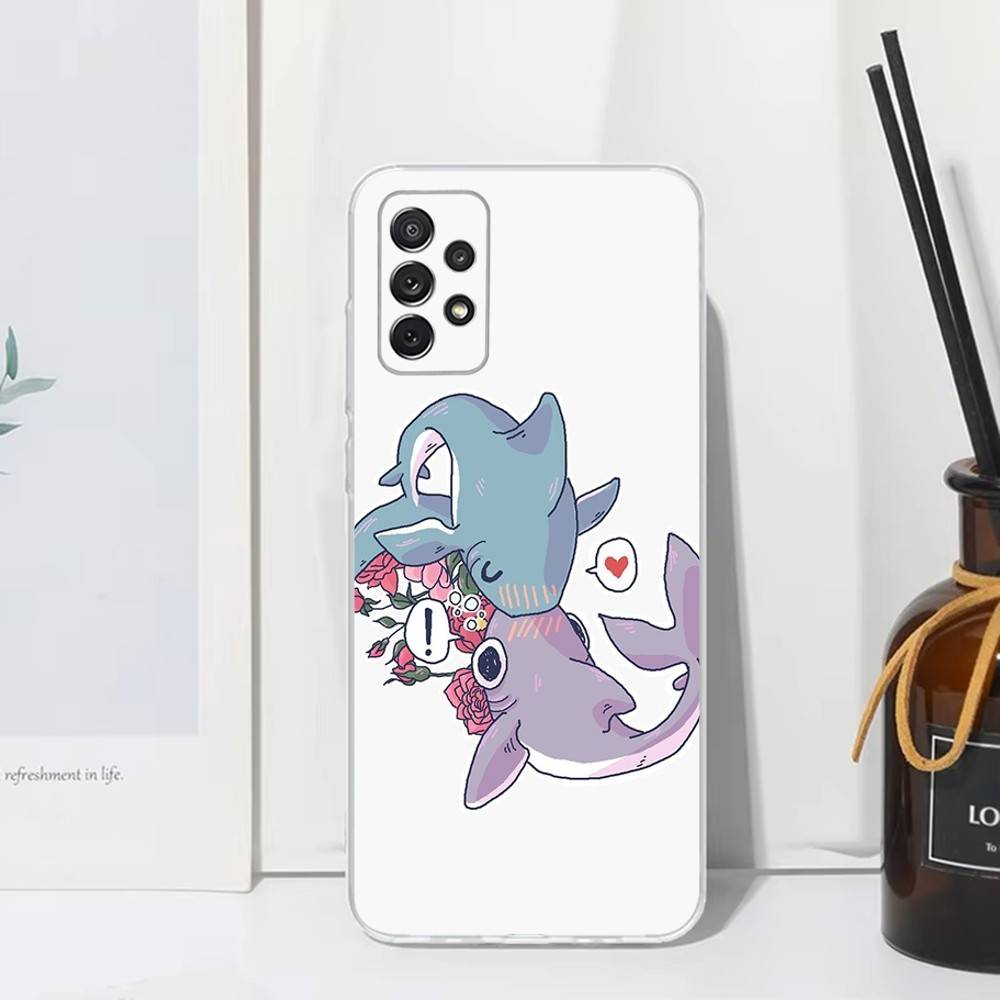 Cute Cartoon Animals Shark Phone Case For Samsung S30,S23,S21,S22,S20,Ultra,FE,Lite, S10,S9,S8,PIus,Transparent, Silicone Case