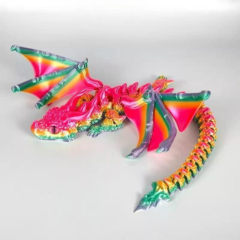 3d Printed Winged Carriage Dragon Figurine With Random Eyes Art Deco Resin Dragon Sculpture, Tabletop Animal Theme Deco 1pc 2025