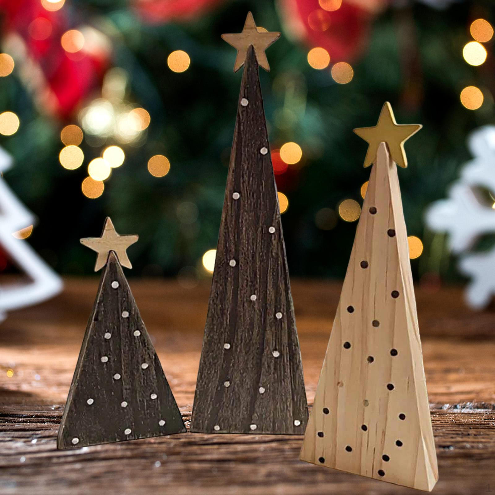 

3Pcs Wood Christmas Tree Ornament Xmas Desktop Lightweight Creative Unique Decor