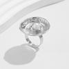 Opening Adjustable Pearl Flowers Rings Vintage Gold Silver Color Retro Exaggerated Metal Alloy Hollow Finger Ring for Women Geometric Jewelry Anillos