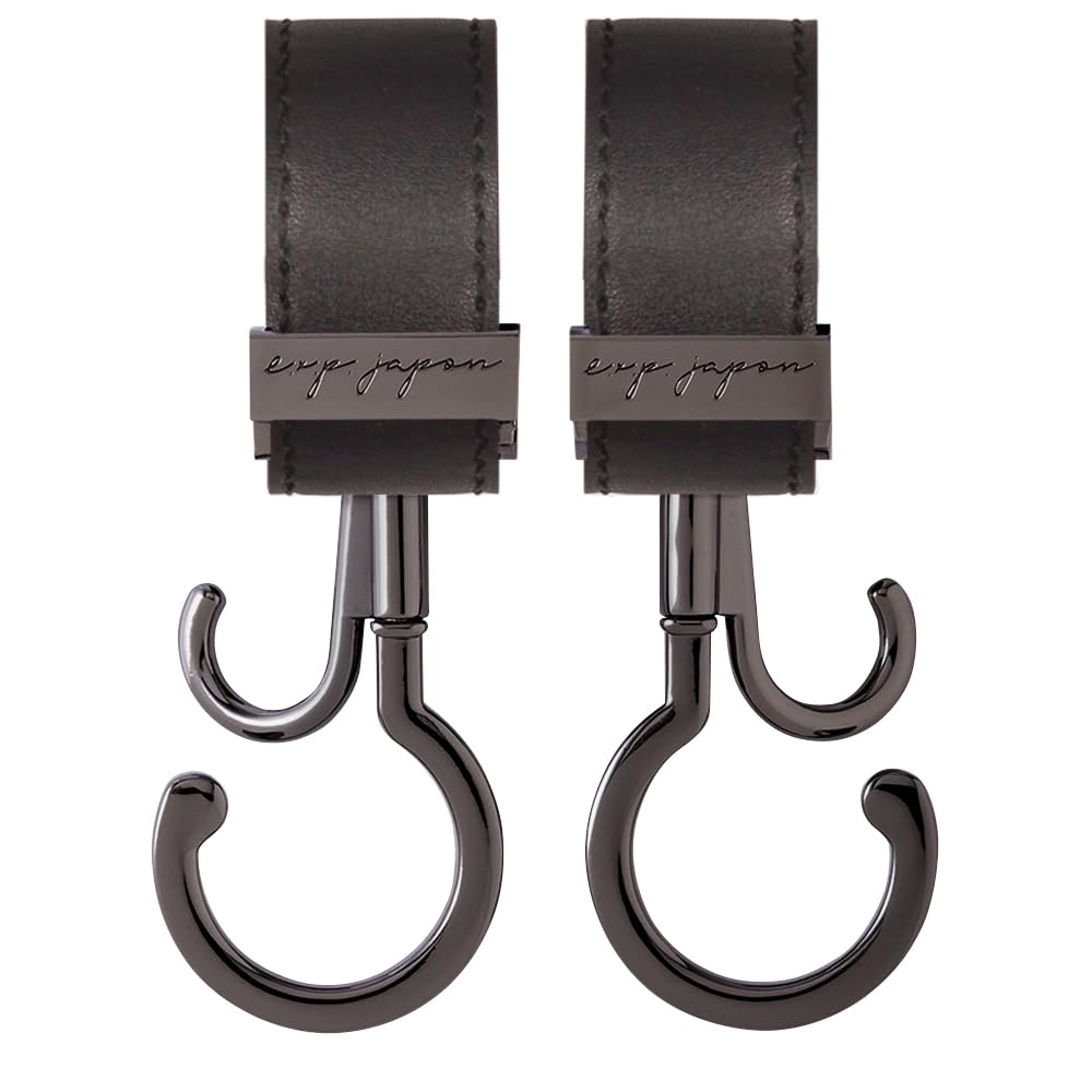 

Buggy Synthetic Double Weight Approximately 60 Set of 2 e.x.p.japon Hook, Black, Leather, 360-Degree Rotation, Hook, Stroller/Luggage Hook, Capacity