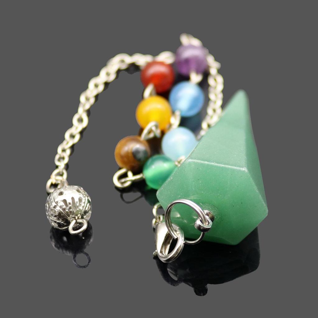 Natural Crystal Seven Chakra Colors Pendulum Pendant for Jewelry, Yoga, Handbags, Clothing, and Decor