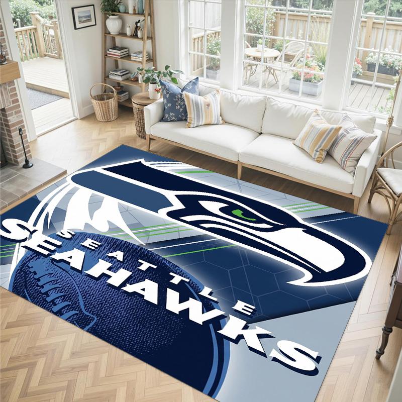 Seattle Seahawks Design Crystal Velvet Carpet Cozy Non?Slip Printed Rug For Bedroom Living Room Entrance