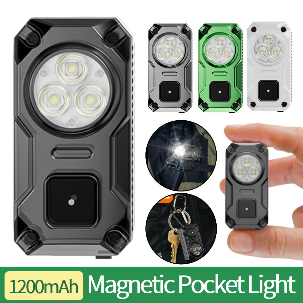 Hands-Free Magnetic Small Pocket Light 1200mAh Type-C Rechargeable Portable Mini Clip-on Flashlight for Outdoor Camping Walking