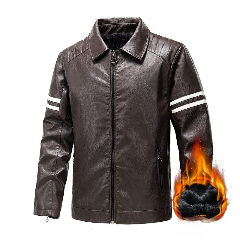 Jacket Lapel Casual Spring and Autumn New Zipper Slim Men's Motorcycle Leather Jacket