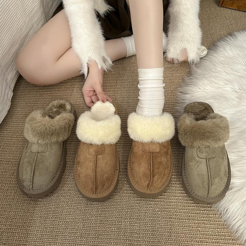 2025 new Qian Songyi with the same fur integrated slippers women's outer wear bag head hair mop warm home fluff mop