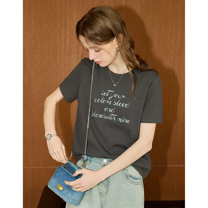 Women s Cloud Soft Embroidered Letter T-Shirt M