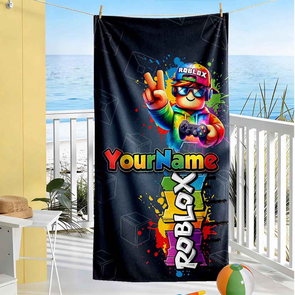 Roblox Customize Text Beach Towel Super Soft & Absorbent Suitable for Sports Travel Swimming Yoga Bathroom Beach And Pool