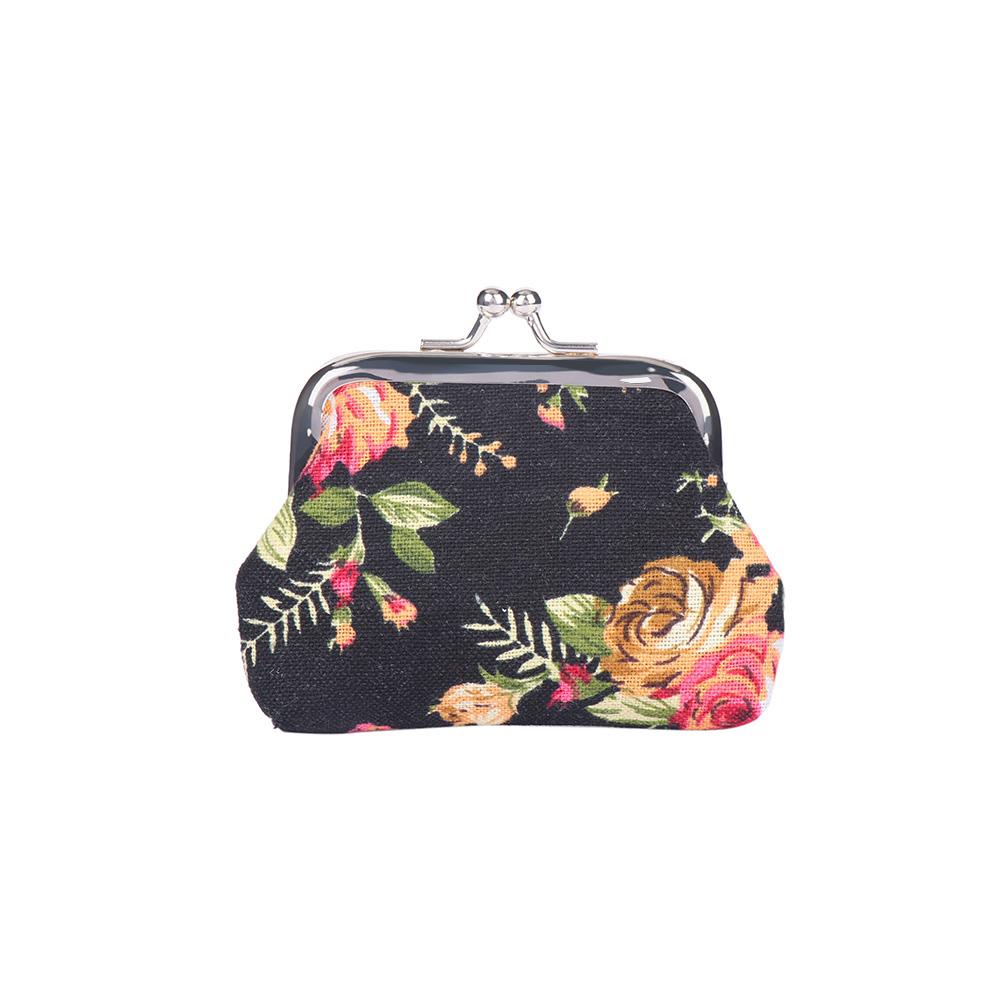 Women Floral Mini Hasp Retro Clutch Bag Small Wallet Credit Card Holder Coin Purse