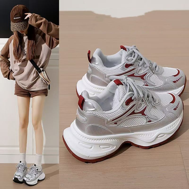 2025 New Ins Versatile Ultra-light Dad Shoes Women's Spring and Summer Little White Shoes Thick Soles Enhance the Value of Running Sports
