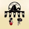 Creative Cat Couple Key Holder Metal Wall Art with 5 Hooks Handmade Forged Iron Decor Gift for Hallway Bedroom Living Room