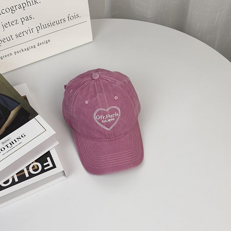Cotton Baseball Cap For Couples With Heart Embroidery Sunshade Casual Summer Accessory