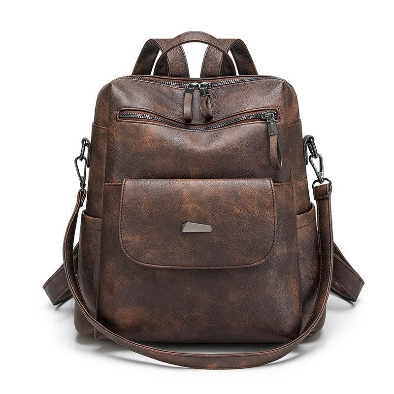 Korean Style Women's Large Capacity PU Backpack