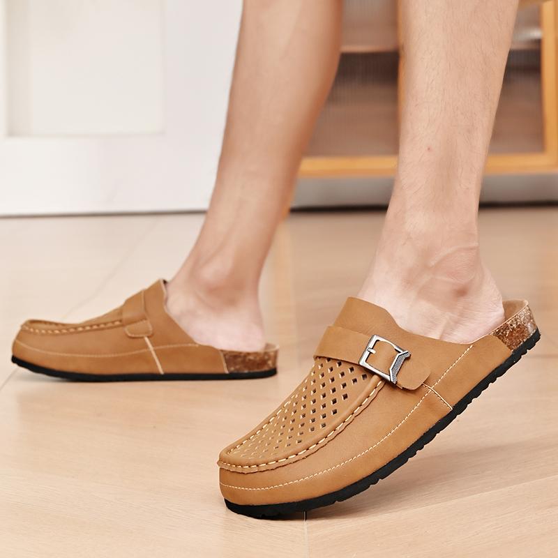 Fashion Summer New Anti Slip and Wear-resistant Sole Home Slippers Commuting Men's Flat Shoes Breathable Lightweight Men's Walking Shoes