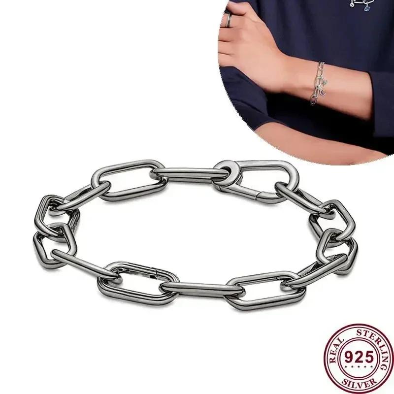 

Новий популярний жіночий браслет з логотипом з перлами S925 Silver ME серії двоколірних ланцюжків любові підходить для чарівних ювелірних виробів 17CM