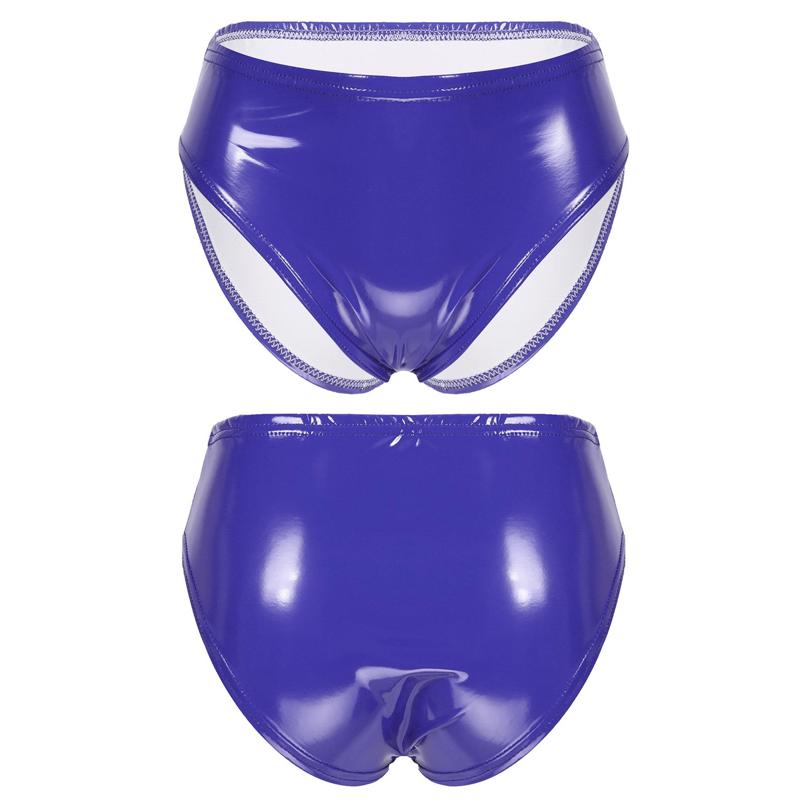 

Женские трусики из лакированной кожи с мокрым эффектом и эластичным поясом, танцевальный фестиваль, Rave Bottoms 3XL синий