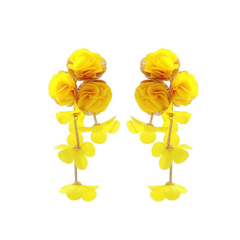 Floral Chiffon Layered Earrings Women Beach Vacation Statement Lightweight Luxury Minimalist Design
