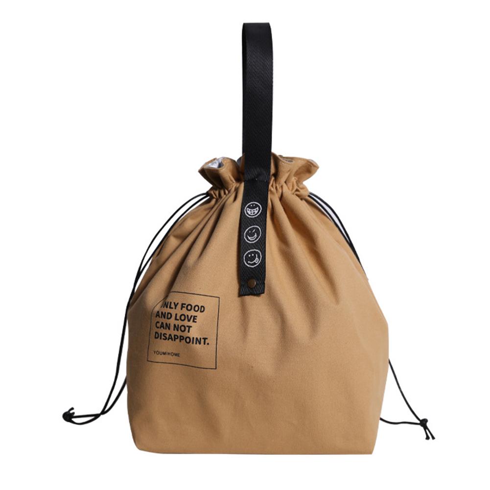 

Canvas Portable Insulated Handbag Reusable Bento Tote Handbag Multifunctional Camping Food Container Office School Outdoor Bag