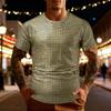 Mens Silver Sequin Square Pattern Short Sleeve Crew Neck Party T-Shirt