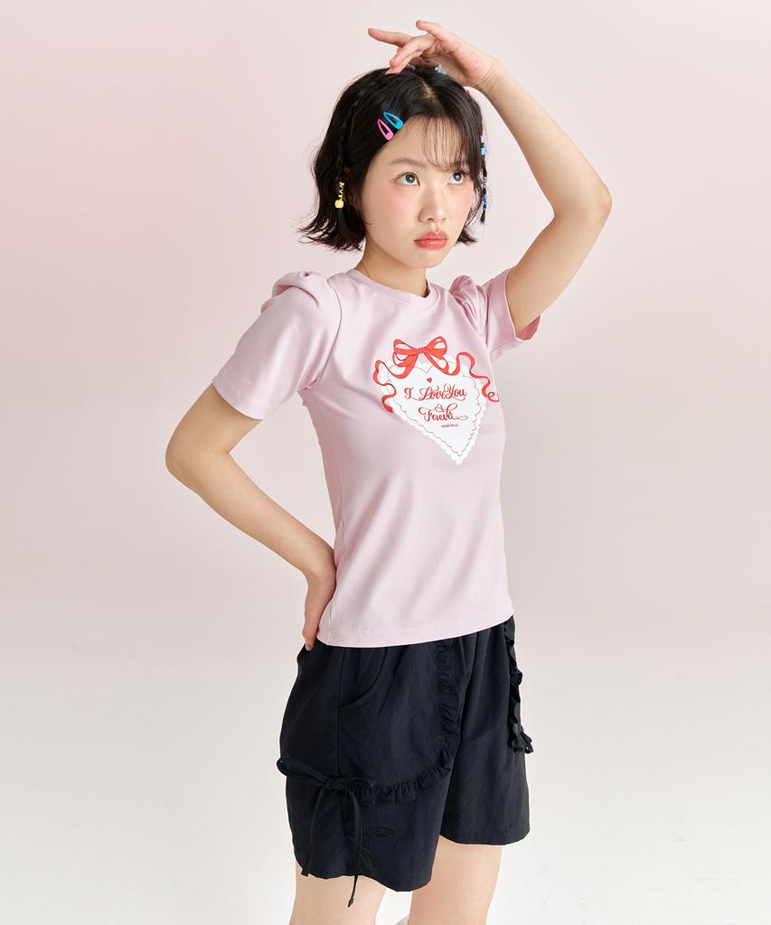ADOREBELLE Red Heart T-Shirt - Pink