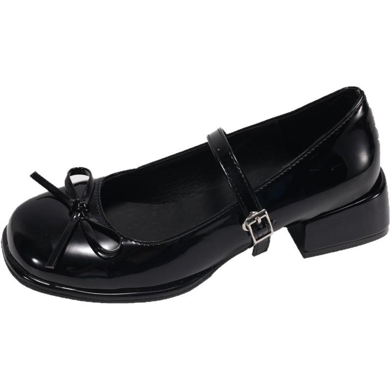 2025 autumn new sweet Japanese height-increasing Mary Jane shoes French shallow mouth fairy style bow small leather shoes women