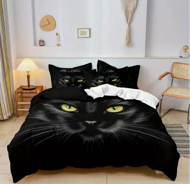 Bedding Three-Piece Set 3D Digital Printing Animal Cat And Dog Bed Sheet Quilt Cover