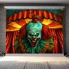 Horror Circus Theme Background: A Huge Evil Clown - Halloween Photography Background - Birthday Party Decoration