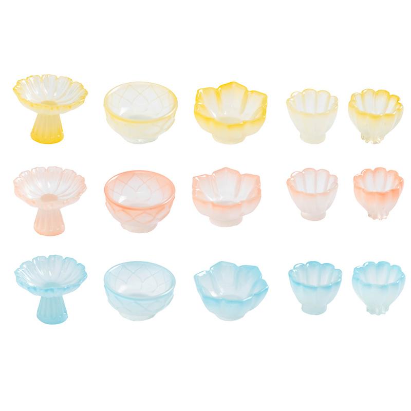 4Pcs/Set Random Miniature Fruit Dish Plate Tall Tray Cake Plate Tea Bowl Model Kitchen Accessories For House Decor Toys