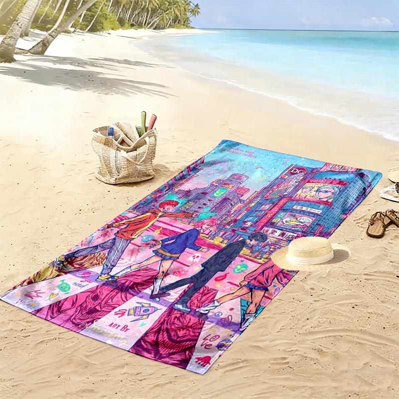 DAN DA DAN Print Beach Towel, Large Soft Quick Dry Towel for Beach Camping Swimming