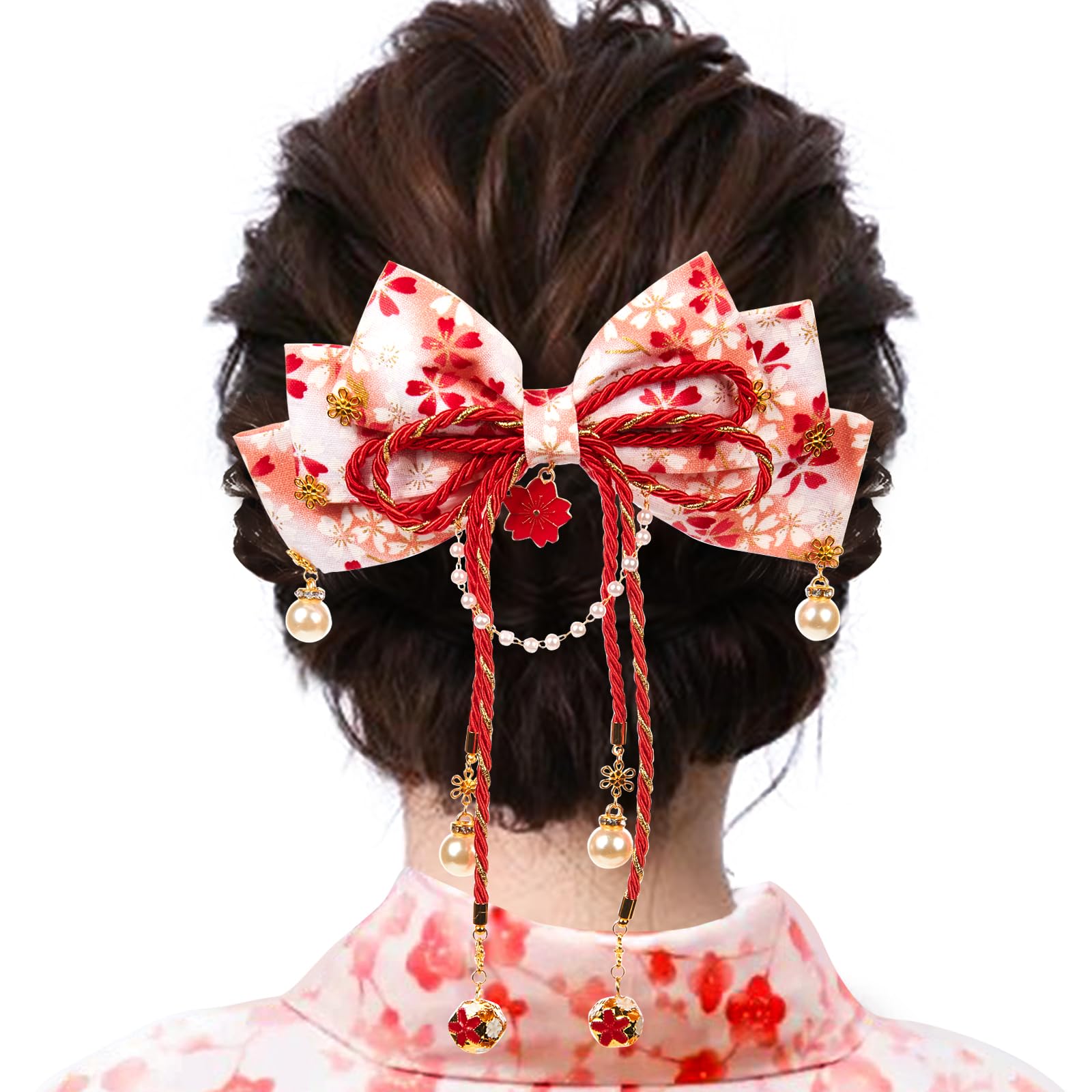 

OTAKUMARKET Hair Ornament, Ribbon, for Hakama, Graduation, Kimono, Yukata, Furisode, Shichi-Go-San, Coming-of-Age Ceremony, Japanese Style, with