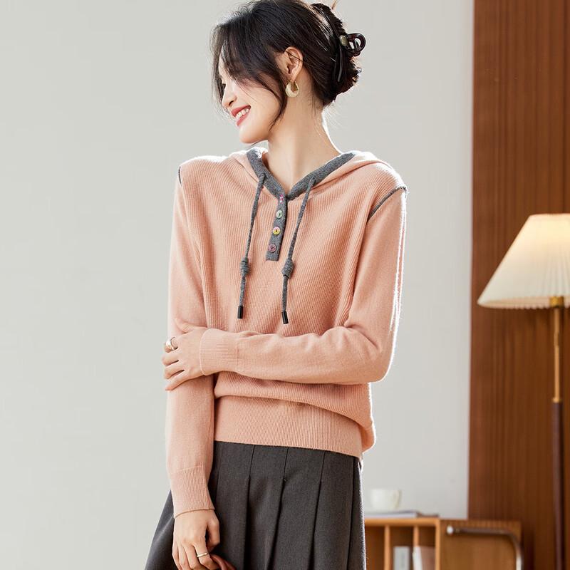 Srcr Women's 100% Wool Hooded Knit Sweater