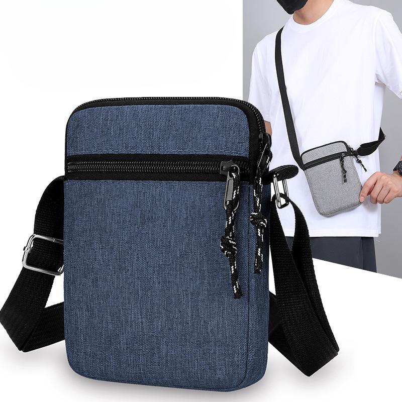 New Lightweight Portable Shoulder Bag Men's Casual Minimalist Mobile Canvas Bag Outdoor Tide Slung Bag
