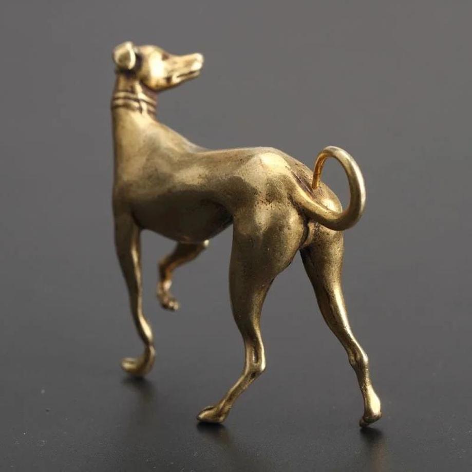 1 Pcs Tabletop Decoration Vintage Brass Animal Figurines Crafts Accessories Solid Brass Loyal Dogs Decorative Objects Gifts