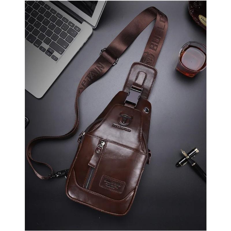 Cowhide 100% Genuine Leather Men's Genuine Leather Shoulder Crossbody Bag Anti-theft