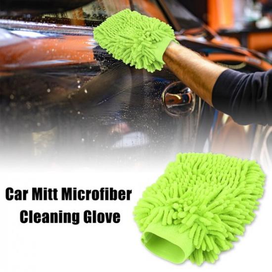 Car Mitt Microfiber Chenille Dust Wash Washing Cleaning Glove Fluorescent Green