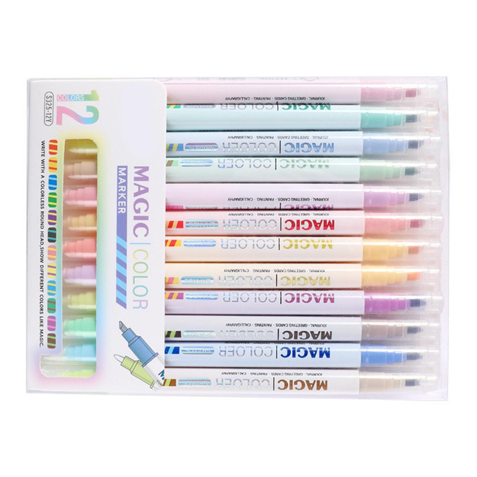 

12 шт. маркер с двойным наконечником, меняющий цвет маркер, быстросохнущий для скрапбукинга, календаря, журнала, блокнота