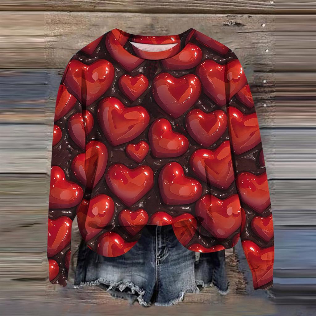 Dámská móda Tištěný top mikina s dlouhým rukávem volného střihu s kulatým výstřihem podzim